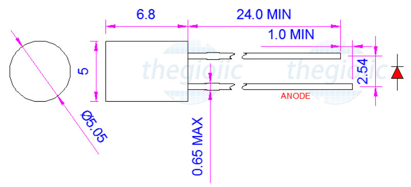 LED Trắng Sáng 5mm Đầu Bằng