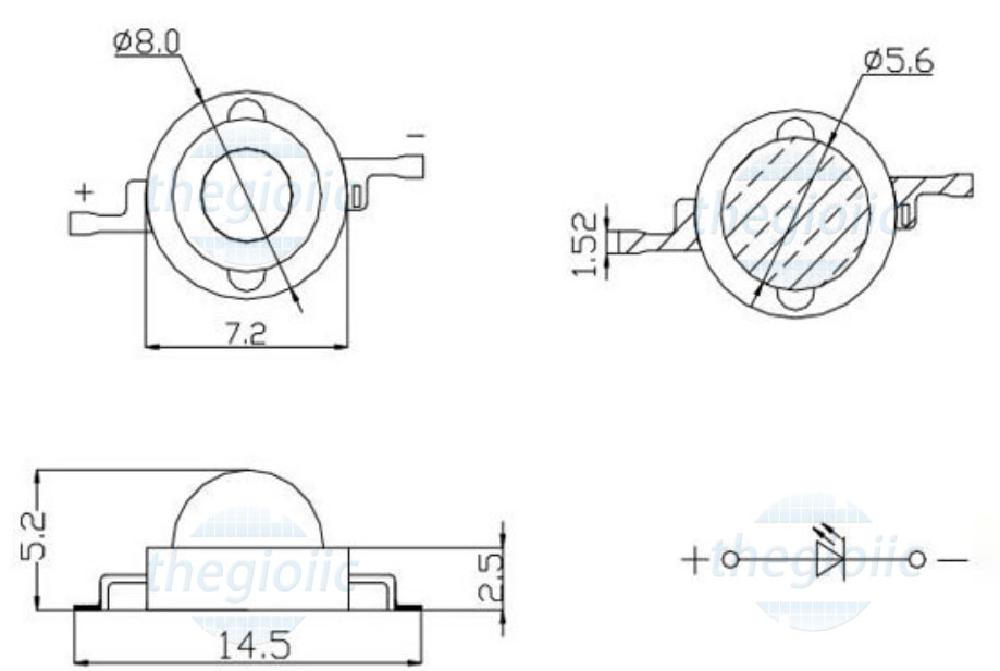 LED Tím UV Cực Tím 3W 380-385nm