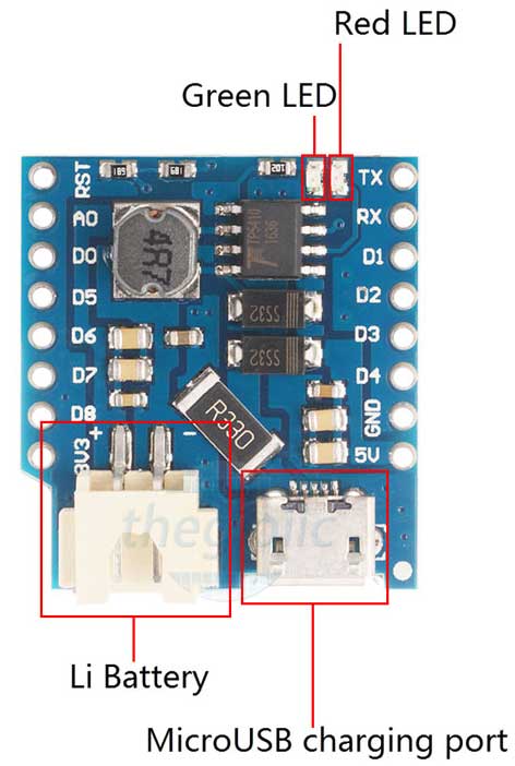 Mạch Sạc Pin Lithium Cho ESP8266 Wemos D1 Mini