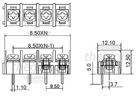 KF8500-2 Terminal Khối Hàn PCB 2 Cực 20A 300V 8.25mm Hàn PCB