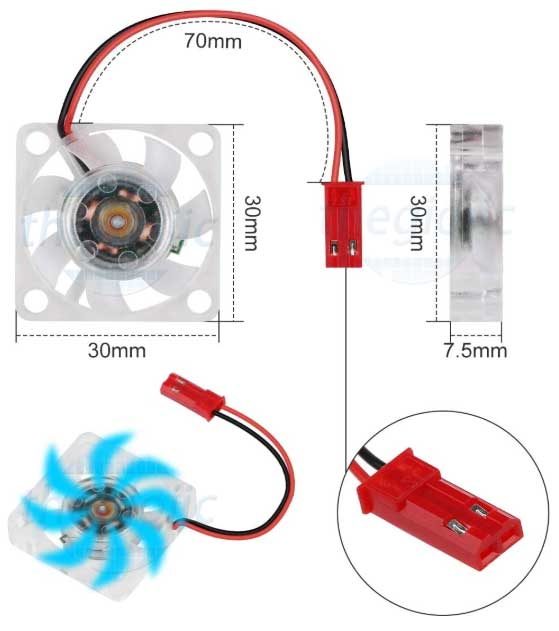 Quạt Raspberry Pi 30x30x7mm Có LED