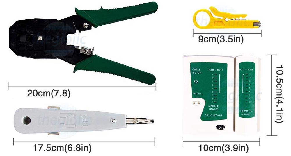 Bộ Dụng Cụ Bấm Cáp Mạng RJ45, RJ11, RJ12, CAT5, CAT5e, CAT6 8 Món