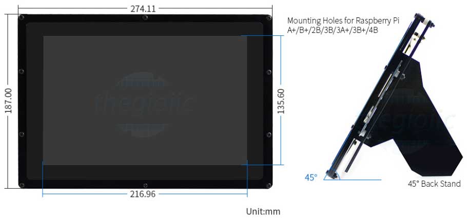 10.1inch HDMI LCD (B) 1280x800 IPS Cảm Ứng Điện Dung Có Vỏ