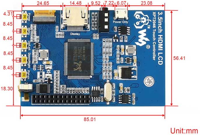 3.5inch LCD HDMI 480x320 Cảm Ứng Điện Trở Cho Raspberry Pi Giap Tiếp SPI