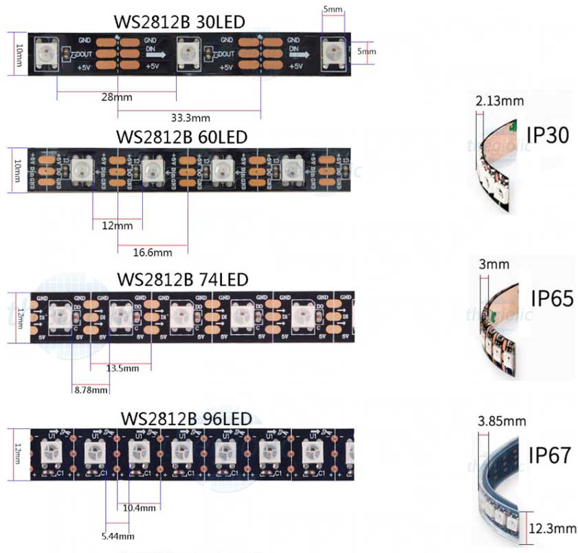 LED Dây 5050 RGB WS2812 60 LED/m 5VDC  Dài 1m