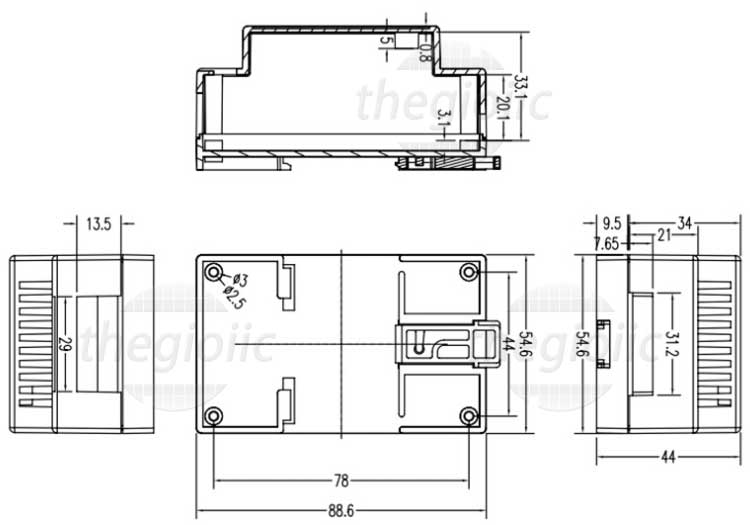 Hộp Nhựa PLC Trắng 88x55x44