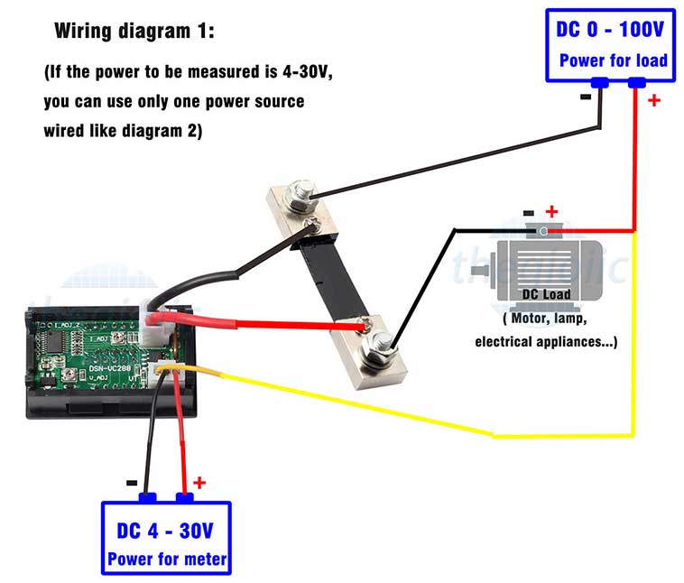 Đồng Hồ Đo DC 100A 100V Kèm Trở Shunt