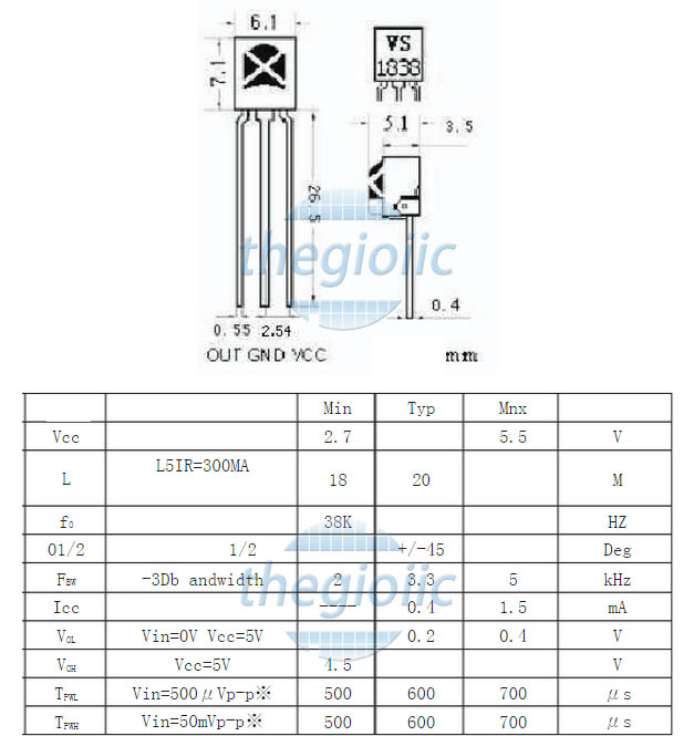 VS1838B HX1838 LED Thu Hồng Ngoại