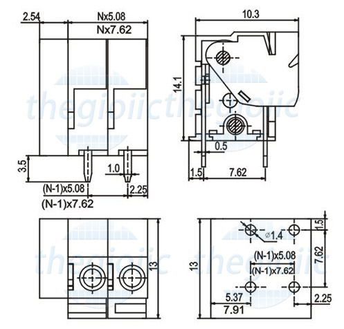  12P-KF142V Terminal Block Dọc 12Pin 5.08 