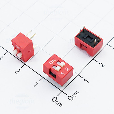 Công Tắc 2 Bit Dip Switch Xuyên Lỗ 2.54mm Màu Đỏ