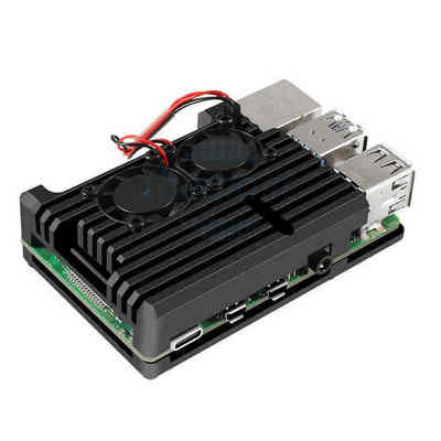 P4 +LP007F Hộp Raspberry Pi 4 Vỏ Nhôm Có 2 Quạt