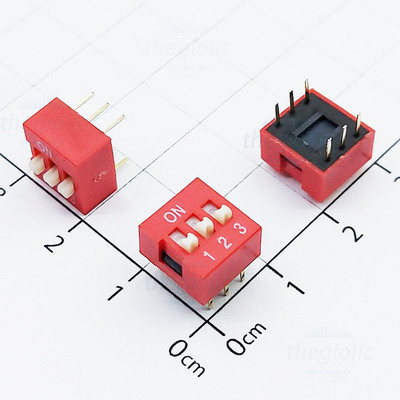 Công Tắc 3 Bit Dip Switch Xuyên Lỗ 2.54mm Màu Đỏ