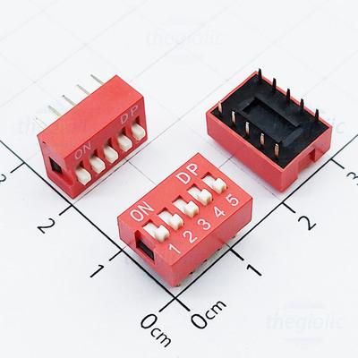 Công Tắc 5 Bit Dip Switch Xuyên Lỗ 2.54mm Màu Đỏ