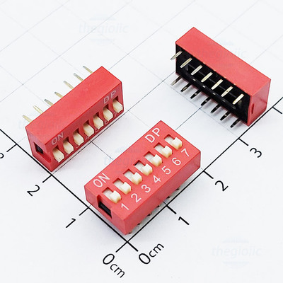 Công Tắc 7 Bit Dip Switch Xuyên Lỗ 2.54mm Màu Đỏ