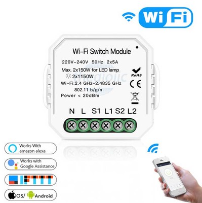 Công Tắc WiFi 2 Kênh MS-104 10A