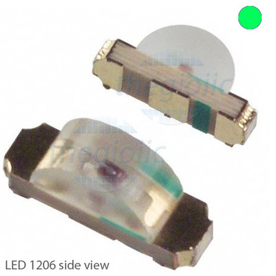 LED Xanh Lá 1206 Dán SMD Trong Suốt Side View