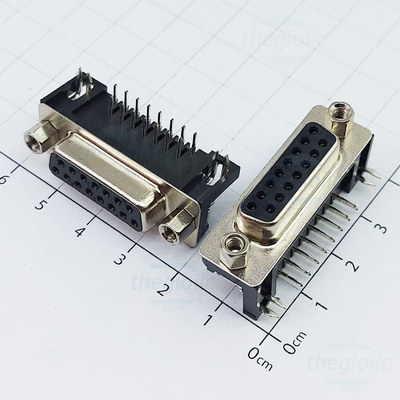 Cổng DB15 Cái 15 Chân Cong 90 Độ 2 Hàng Hàn PCB