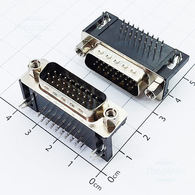 Cổng DB26 Đực 26 Chân Cong 90 Độ 3 Hàng Hàn PCB