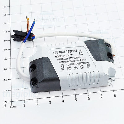 Bộ Nguồn LED 1-3W Vỏ Nhựa, Vào 85-265VAC, Ra 3-12VDC, 300mA