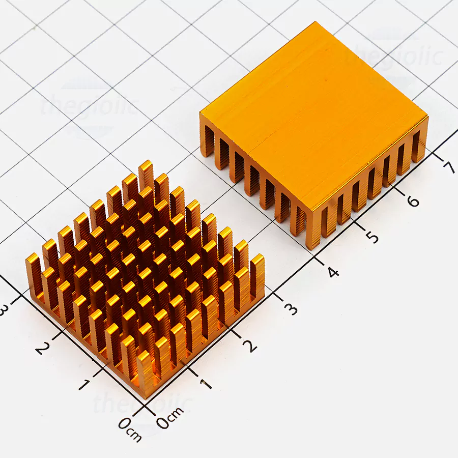 Nhôm Tản Nhiệt 28x28x11 Dán CPU Màu Vàng