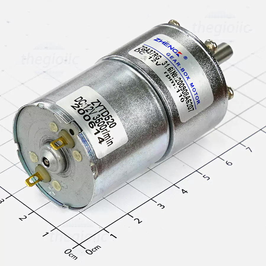 ZGA37RG Động Cơ Giảm Tốc 12VDC, 100 rpm, Trục 5.5mm