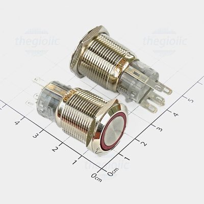 Nút Nhấn Nhả LED Đỏ 16mm 12-24V Inox 304 5 Chân