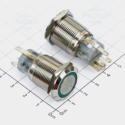 Nút Nhấn Nhả LED Trắng 19mm 12-24V Inox 304 5 Chân