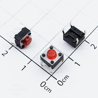 Nút Nhấn 6x6mm Cao 5mm 4 Chân Xuyên Lỗ Đầu Đỏ