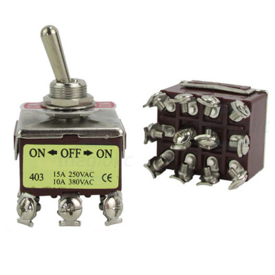 E-TEN-403 Công Tắc Toggle ON-OFF-ON 12 Chân Siết Ốc 10A 380VAC