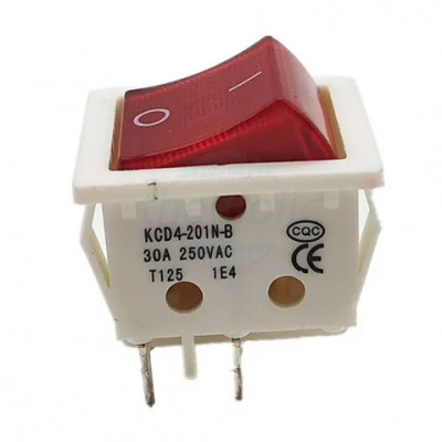 KCD4-201N-B Công Tắc Bập Bênh ON-OFF Màu Trắng 4 Chân 30A 250VAC LED Đỏ