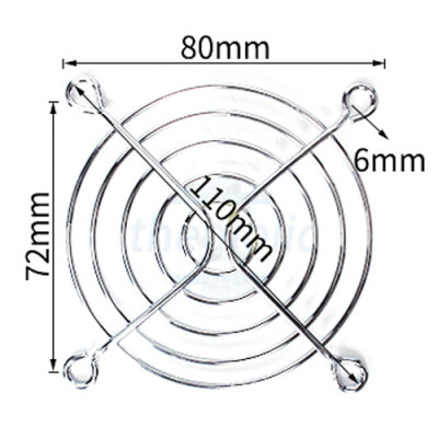 Lưới Bảo Vệ Quạt 80x72mm, Thép Không Gỉ, Dùng Cho Quạt 80x80