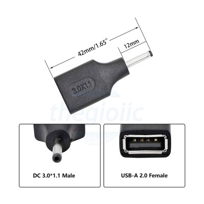 Đầu Chuyển USB Type A Cái Sang DC3011 Đực