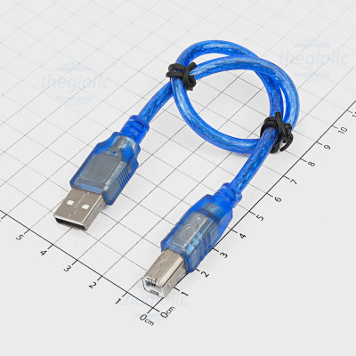 Cáp USB Type A Đực Nối Type B Màu Xanh Dương Dài 30cm