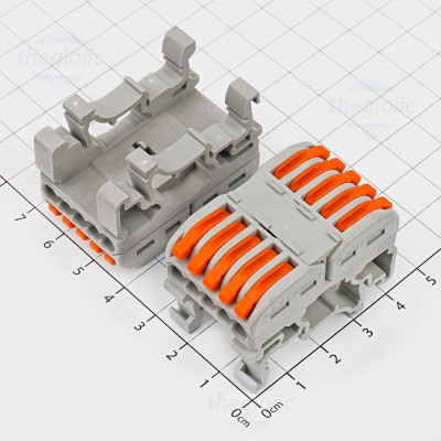PCT-511 Khớp Nối, Cút Nối Dây 5 Khe Thông Nhau Gắn Ray 20A 400V, Cỡ Dây 28-12AWG