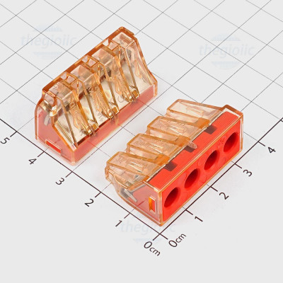 PCT-104D Khớp Nối, Cút Nối Dây Nhấn Giữ 4 Cực 1 Hàng 6.0mm2 250V