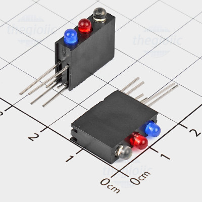 Bộ Chỉ Thị 3 LED Trắng-Đỏ-Xanh Dương 3mm Đế Nhựa Hàn PCB