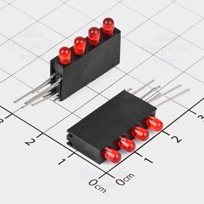 Bộ Chỉ Thị 4 LED Đỏ 3mm Đế Nhựa Hàn PCB