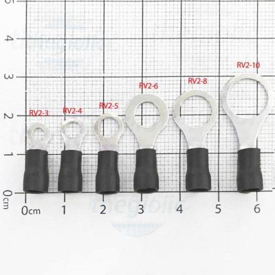 RV2-6 Đầu Cosse Tròn 27A Cỡ Dây 16-14AWG Vít M6 Màu Đen