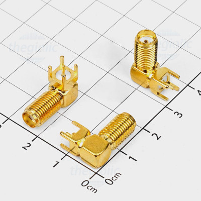 SMA-KWE-17-V1 Đầu RF SMA Cái Dài 17mm Vuông Góc 90 Độ Hàn PCB