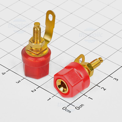 Đế Banana, Cọc Loa 4mm Cái Dài 29mm Mạ Vàng Màu Đỏ