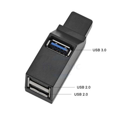 Bộ Chia USB Hub Mini 3 Cổng, 1 USB 3.0, 2 USB 2.0 Màu Đen