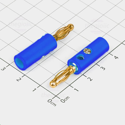 Đầu Banana Đực 4mm Dài 41mm Mạ Vàng Nối Dây Màu Xanh Dương