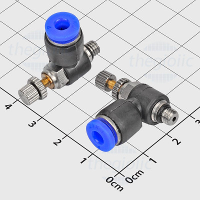 PSL4-M5 Van Tiết Lưu Khí Nén Cong L Ống 4mm Ren Ngoài 5mm