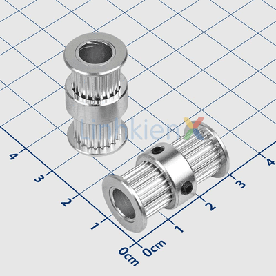 2GT-20 Bánh Răng Đôi 20 Răng, Bước 2mm, Trục 8mm, Rãnh Dây Đai 9mm