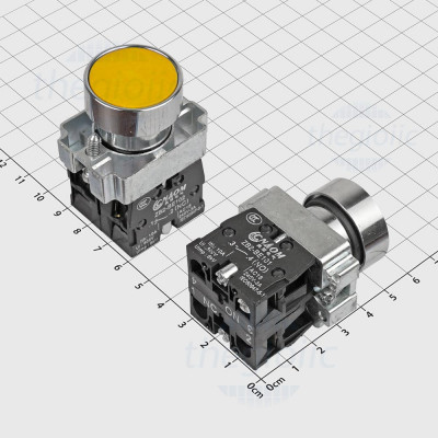 XB2-BA55 Nút Nhấn Nhả Màu Vàng 22mm 220V 10A 1NO 1NC