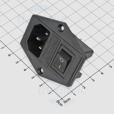 AC-01A Đầu Nối Nguồn AC 10A 250V Có Công Tắc Màu Đen Và Đế Cầu Chì