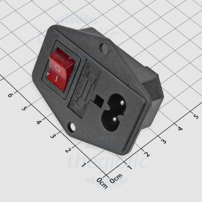 AC-005A Đầu Nối Nguồn AC C8 10A 250V Có Công Tắc Và Đế Cầu Chì