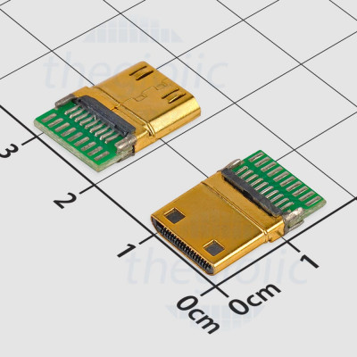 Cổng Mini HDMI Đực Type C 19 Chân Thẳng Hàn Dây