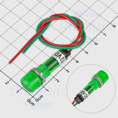 XD10-3 Đèn Báo 10mm Nối Dây Màu Xanh Lá 12V