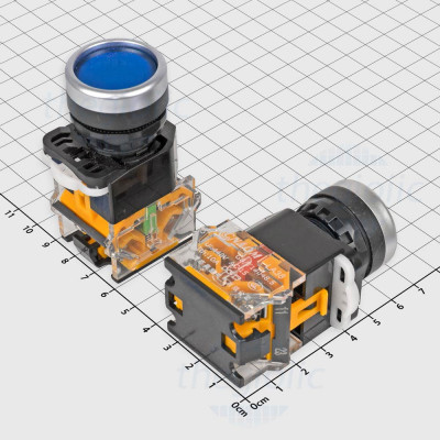 LA38-11BN Nút Nhấn Nhả Màu Xanh Dương 22mm 10A